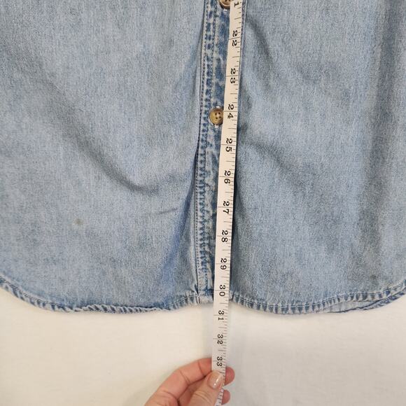 Vintage Christmas Denim Shirt Embroidered Redbirds Cardinals Long Sleeve Jean XL - Picture 10 of 15